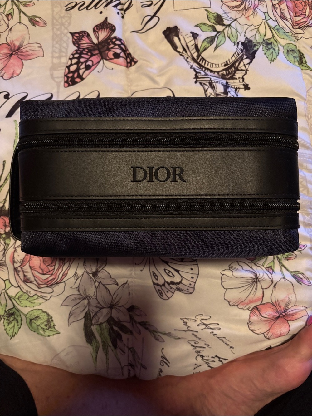 Dior Men's Black & Navy Double-Zip Toiletry Case